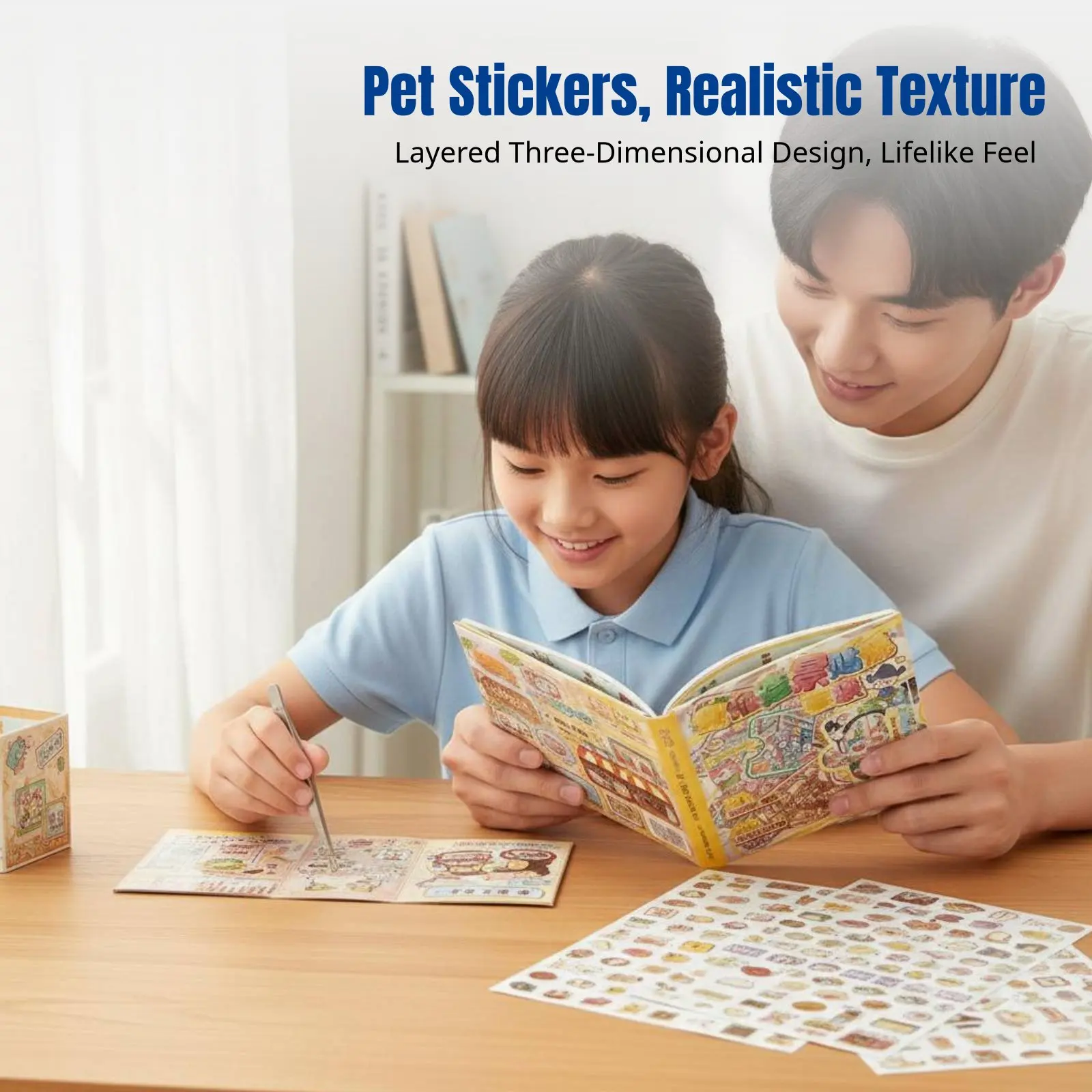 

DIY 3D Scene Sticker Collection Book, Miniature Landscape Stickers, PET, Multi-theme, Includes Random Tweezer
