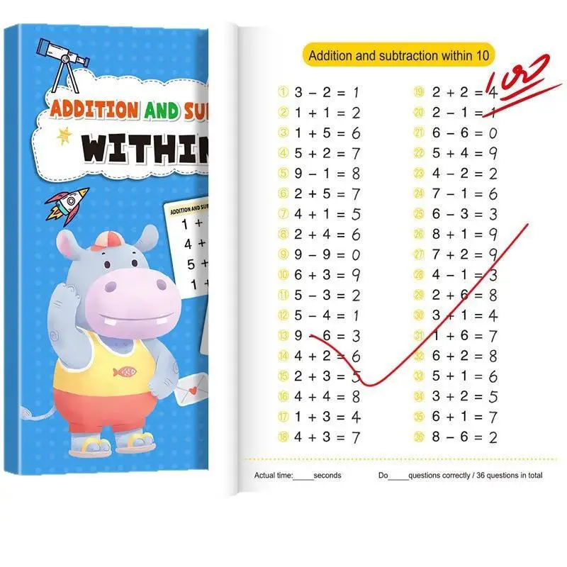 Primary School Math Exercise Book Addition Subtraction Within 100 Educational Training Workbook for Kids Students Gift