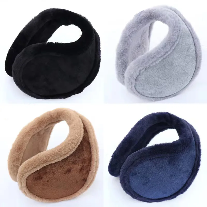 Aquecedor de ouvido macio para homens e mulheres, moda à prova de frio, Earmuffs grossos monocromáticos, proteção Earflap, luxuoso, ao ar livre, inverno