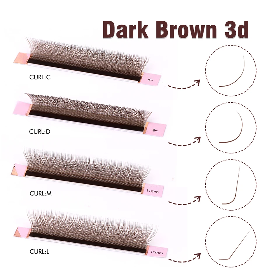 AGUUD LU(M)/L/C/D Curl YY/3D/4D/5D W Shape Eyelash Extensions Brown 3D Clover Spike Lashes Bloom Auto Flower Premade Fan Cilios