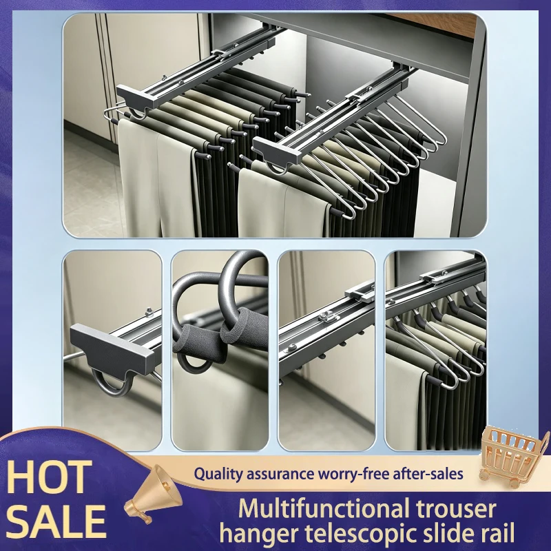 premium-telescopic-wardrobe-trouser-rack-with-slide-rail-top-mount-full-extension-silent-damping-dual-track-pull-out-basket