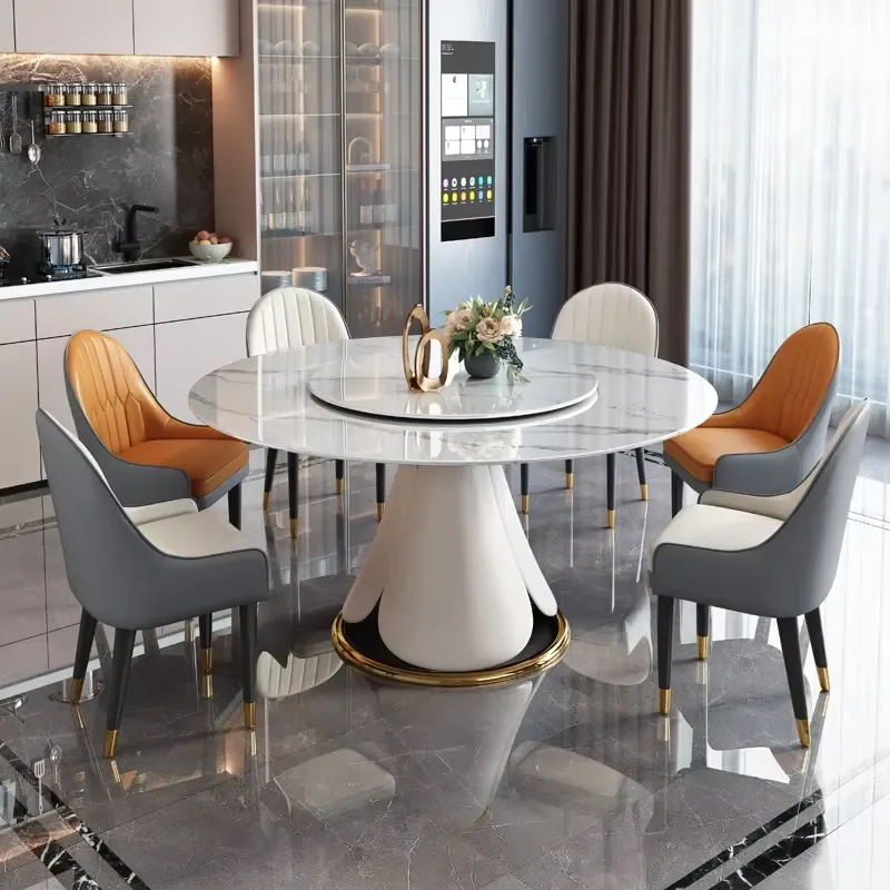 Modern Extendable Folding Marble Dining Table Round Set 4 6 8 Seater Space Saving Rectangle Metal Furniture Designs