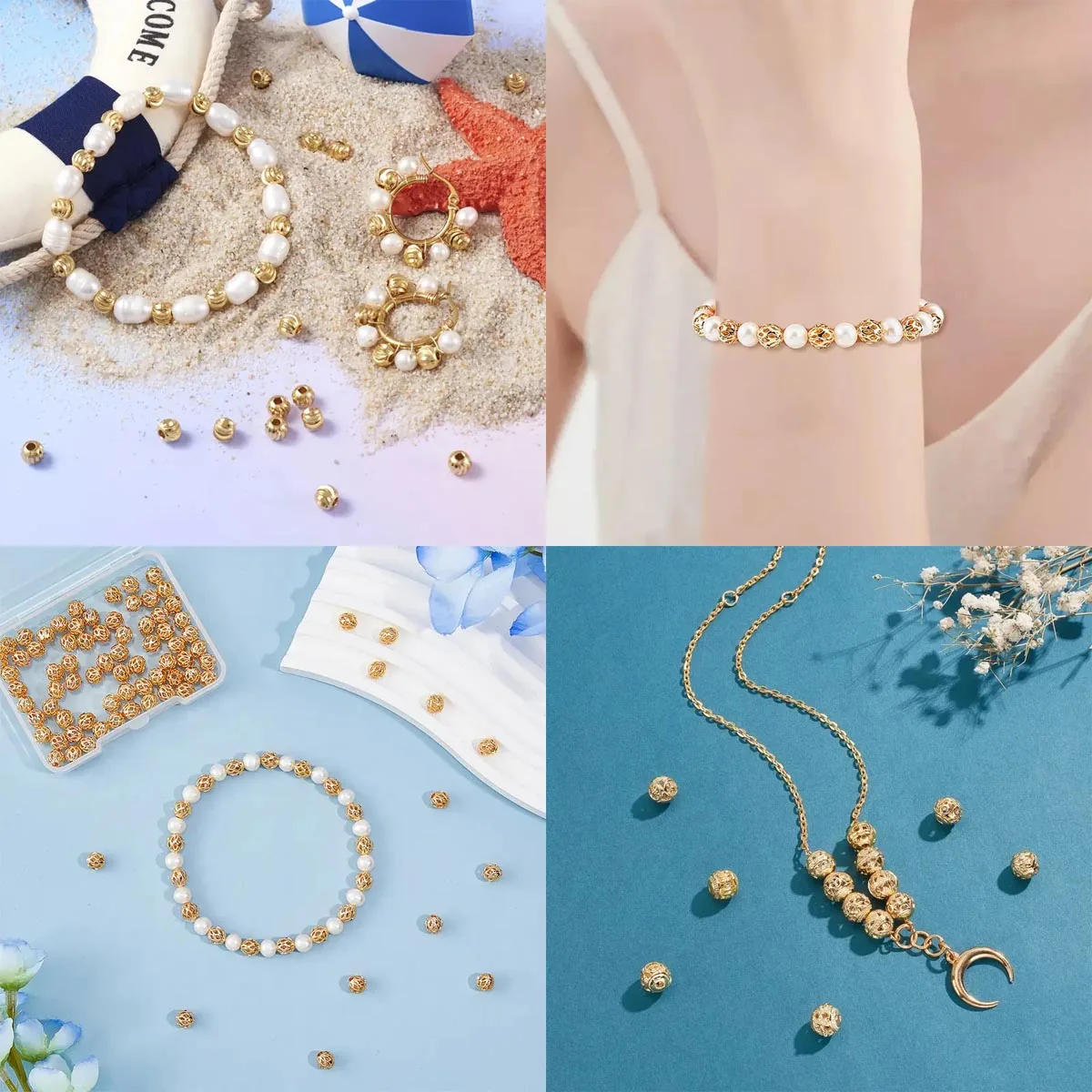 10/11/11.2 مللي متر جوفاء التدريجي النحاس الجولة متباعدة فضفاض الخرز لصنع المجوهرات Charms سوار قلادة ياردروب DIY بها بنفسك اكسسوارات #6