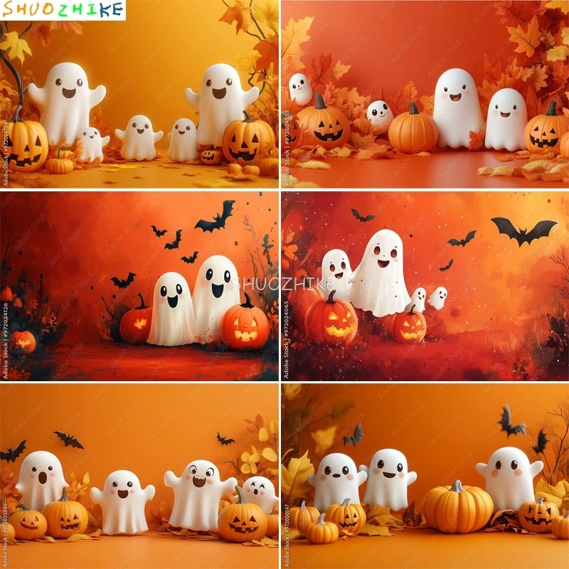 

Ghosts Jack-o'-Lantern Halloween Day Photography Backdrops Castle Graveyard Horror Pumpkins Moon Photo Studio Background KB-07