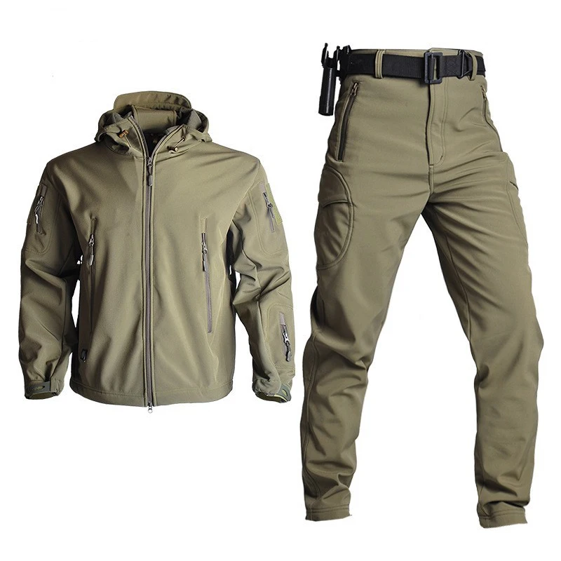 Tactical Casual Men's Sets Hunting Jacket Men Cargo Pants Waterproof Tactical Suits Zipper Jackets Winter Coat Pant Male