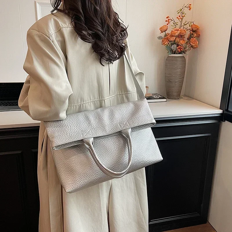 Advanced Feeling Soft Leather High-capacity Tote Bag 2024 Hot Selling Items Versatile Inclined Shoulder Bag Leisure Time Handbag