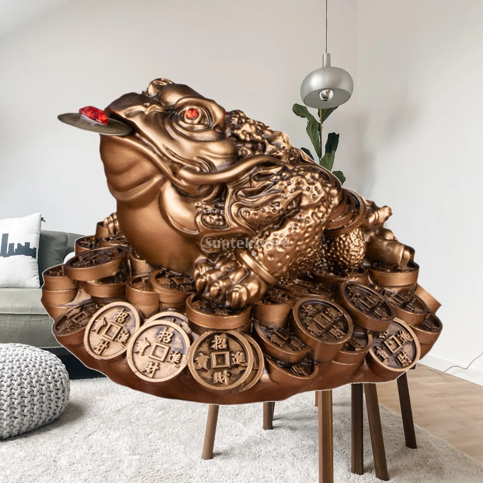 Three Leg Frog Treasure Ornament Sculpture Desktop Figurine Resin Hand Painted Feng Shui Wealth Decor for Office Living Room