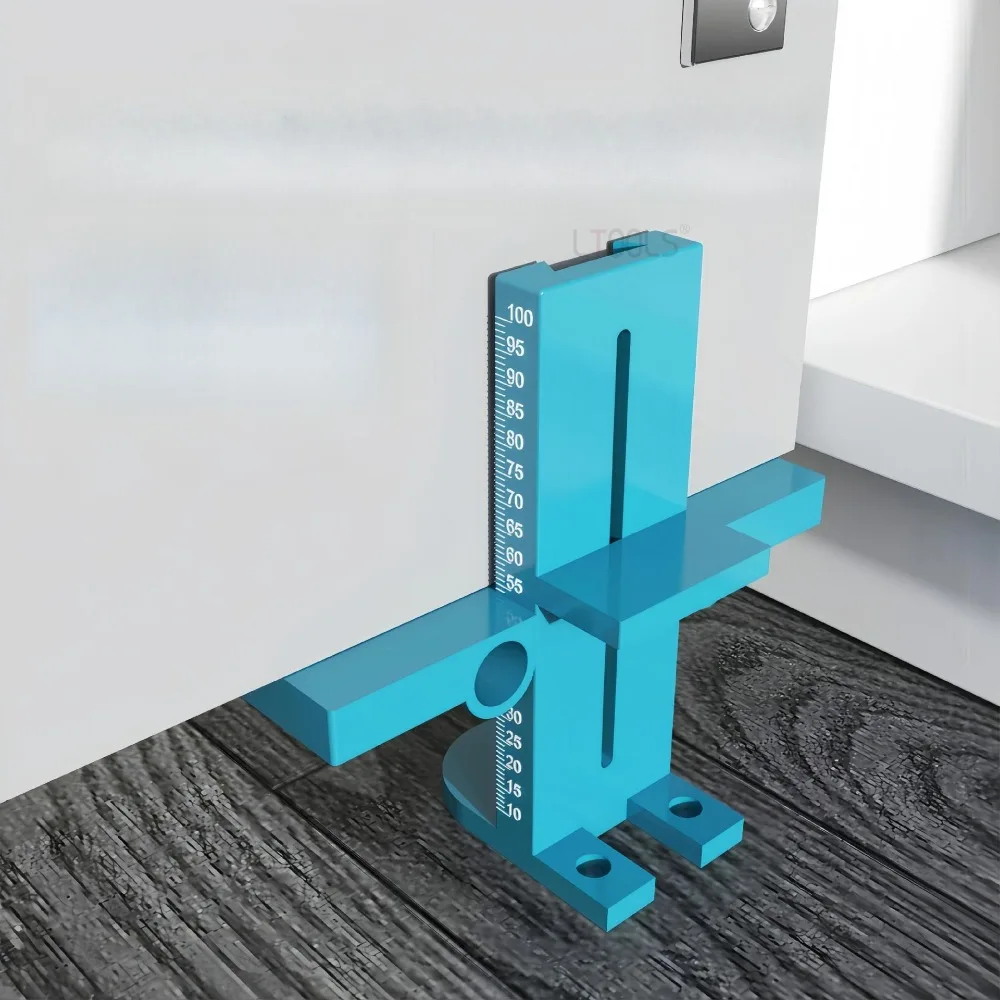 Dispositivo de instalação 3 em 1, abridor de porta de armário de liga de alumínio, localizador de buraco pré-perfurado, ferramenta de instalação de hardware com escala