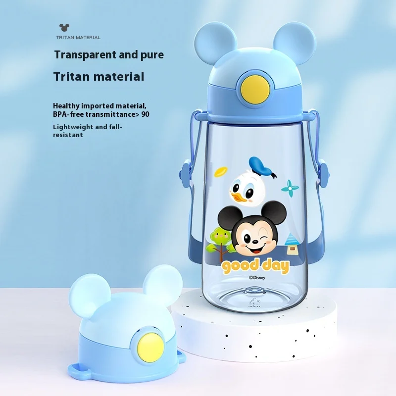 

Disney'S New Mickey Mouse Children'S Shoulder Strap Straw Cup Tritan Light Portable Leak Proof Student Cup Cute Cartoon Gifts