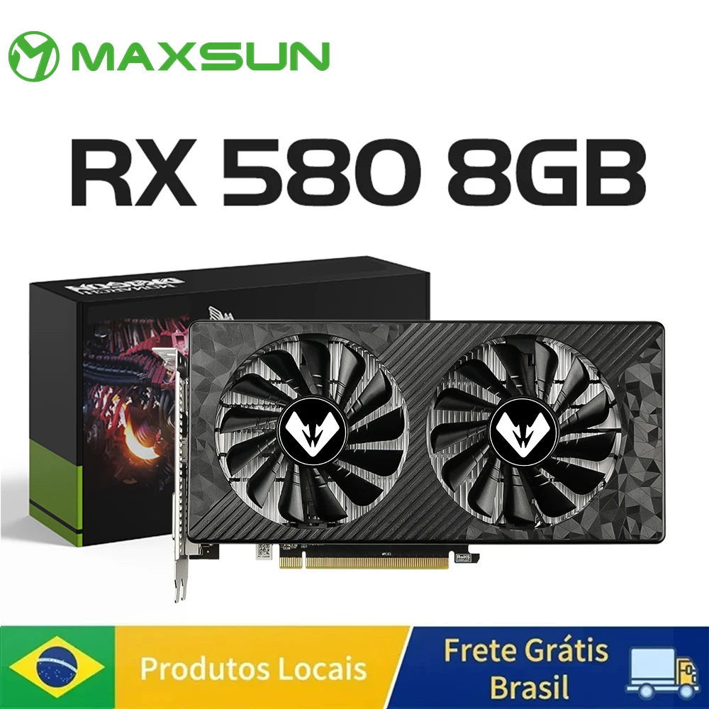 MAXSUN AMD Radeon RX580 8G بطاقات الرسومات GDDR5 بطاقة الفيديو DP DVI PCIE3.0x16 لبطاقة وحدة معالجة الرسومات للكمبيوتر الألعاب RX 580 كاملة جديدة #2