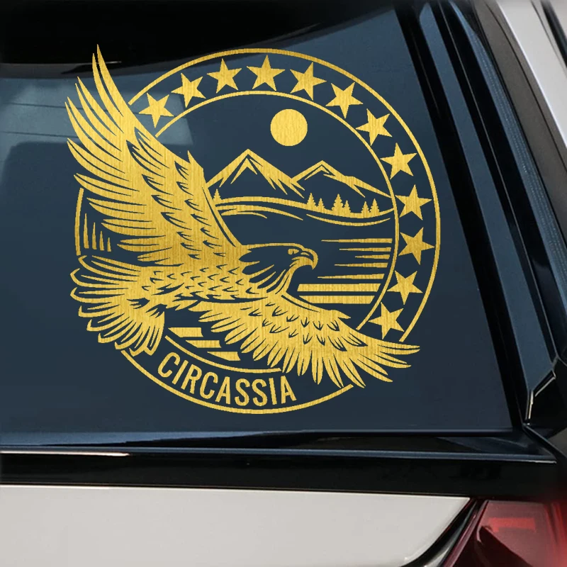 CS12007# Circassian Caucasus Eagle And Mountains Vinyl Decal Car Sticker Waterproof Auto Decors on Truck Bumper Rear Window