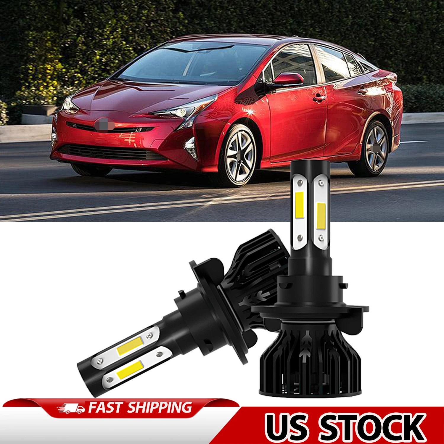 H13 4-Sides COB Chips Car Light Bulbs Turbo 9008 LED Headlights 6000K White  Bulit in Drive 150W Headlamps
