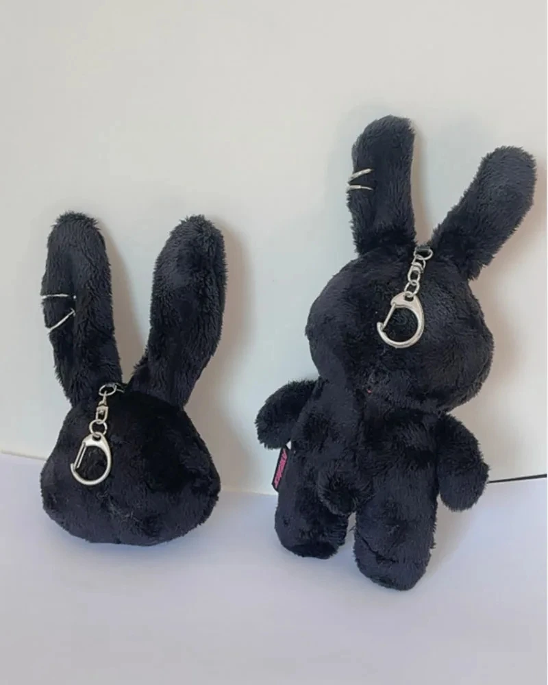 ATEEZ Keychain 13cm Cartoon Cute Plush Hair Band Black Long Ear Pendant Bag Accessorie Key Ring Kpop Idols YeoSang San Fans Gift