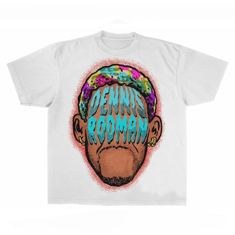 

DENNIS RODMAN American Vintage Rodman Print Men's and Women's Loose Hip Hop Street Crew Neck Short Sleeve T-Shirt
