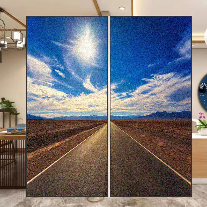 

Blue Sky Style Privacy Window Film Static Sticker Glass Adhesive Free Anti UV Heat Resistant Home Door Sticker Bathroom Doors