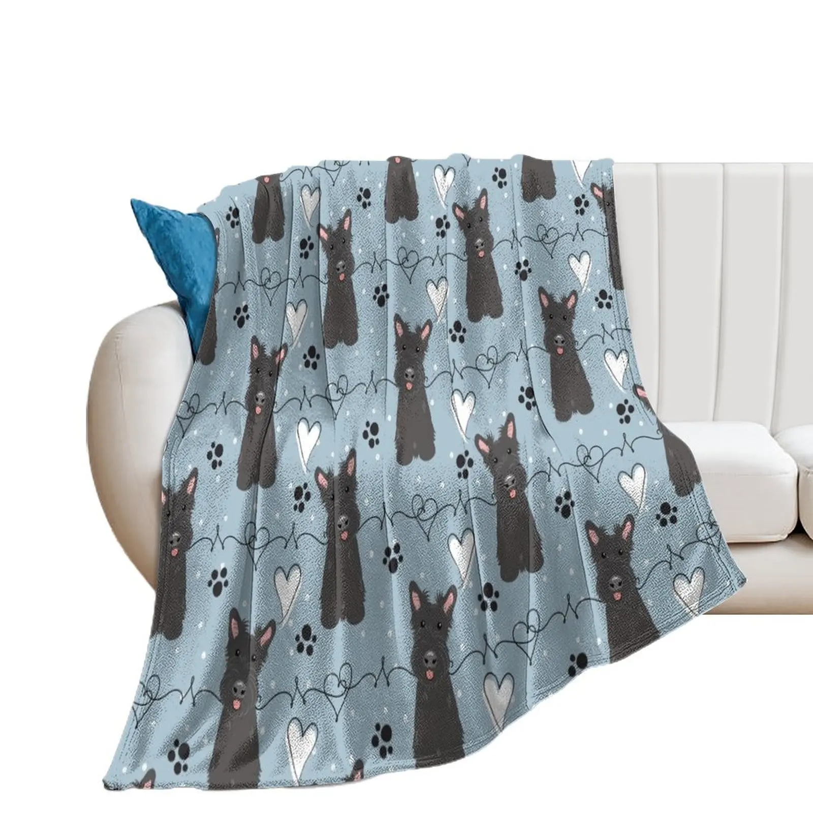 LOVE Black Scottish Terrier Throw Blanket bed plaid Bed Fashionable Blankets