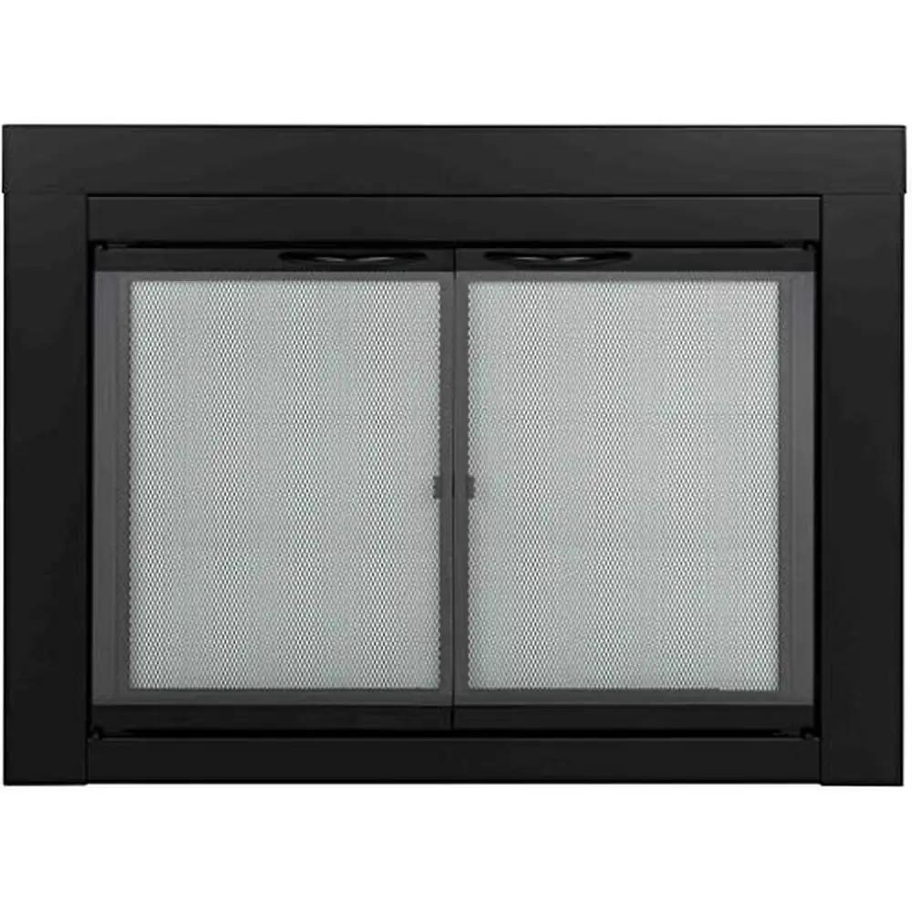 Alpine Black Fireplace Glass Door Small 30-37