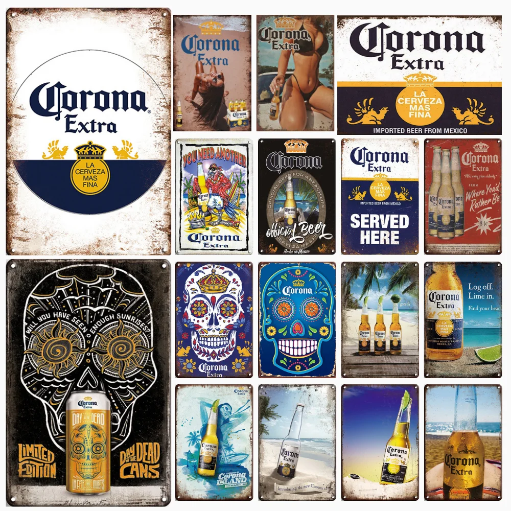 Corona Beer Signs Bar Vintage Drinking Metal Tin Signs Garage Home Wall Decor Poster Plate For Restaurant Bars Cafe Clubs