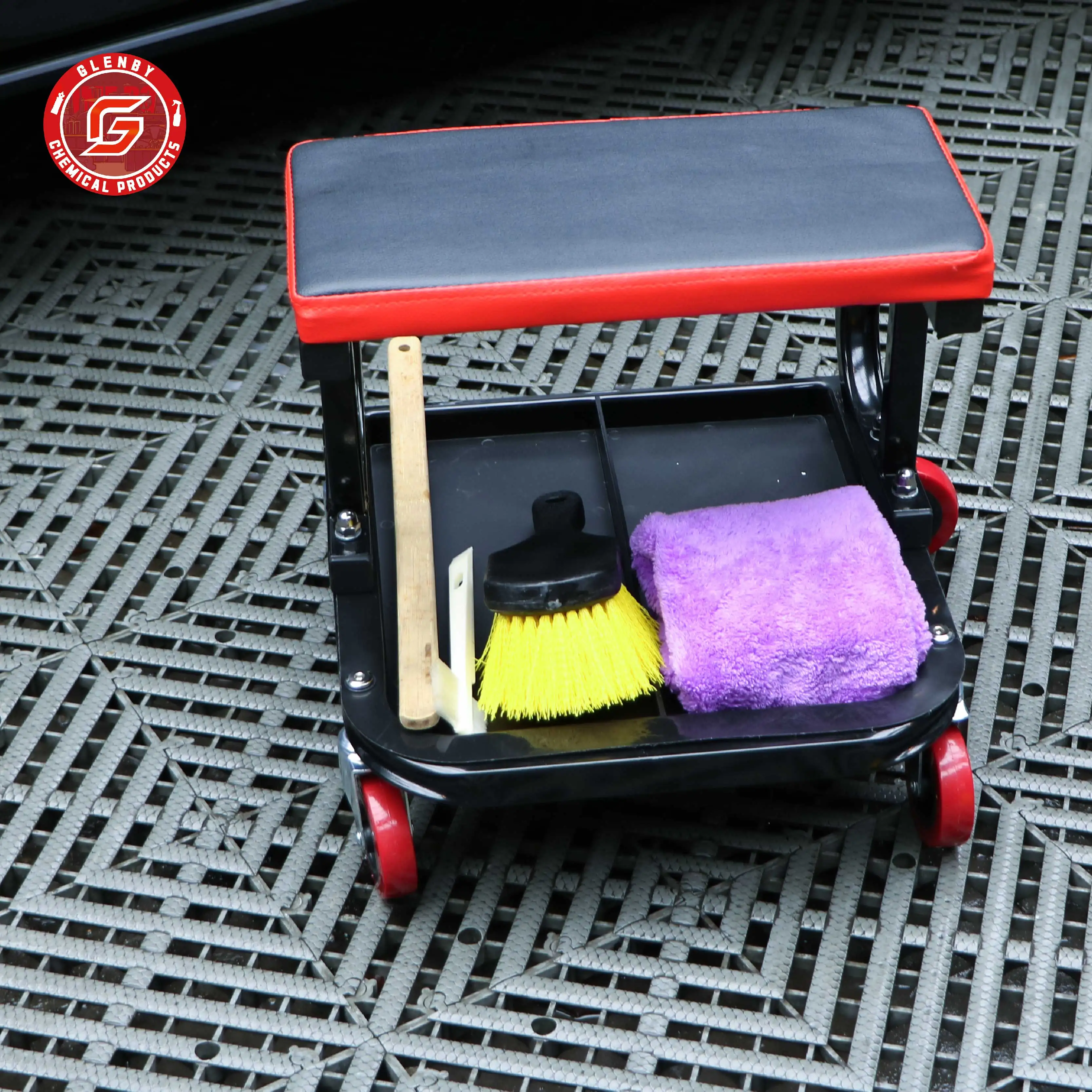 Multifunctional Car Repair Work Stool Garage Seat Work Rolling Creeper Seat Stool Mechanic Chair 4 Wheels Tray Auto Tools