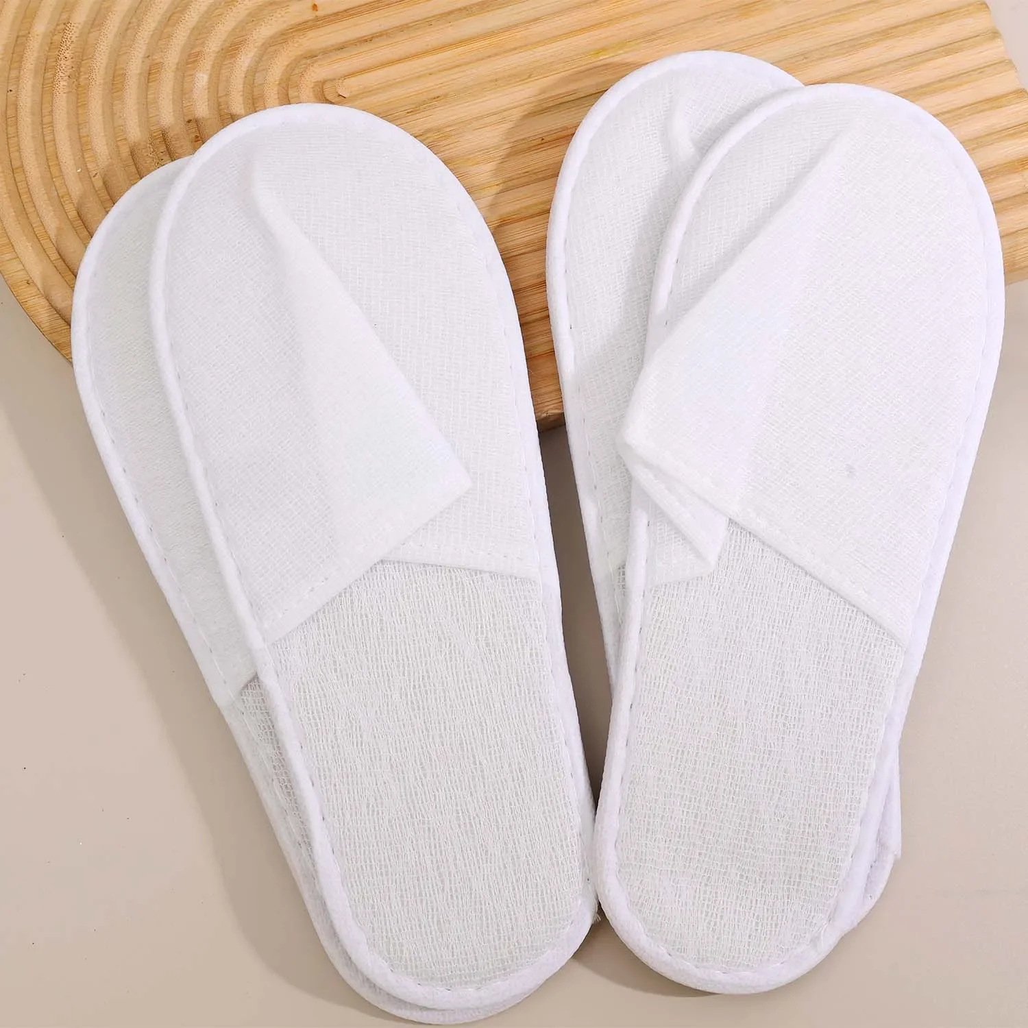 2/10 Pairs of White Non Woven Disposable Slippers Travel Guest Hospitality Cotton Slippers Business Home Hotel Unisex Slippers