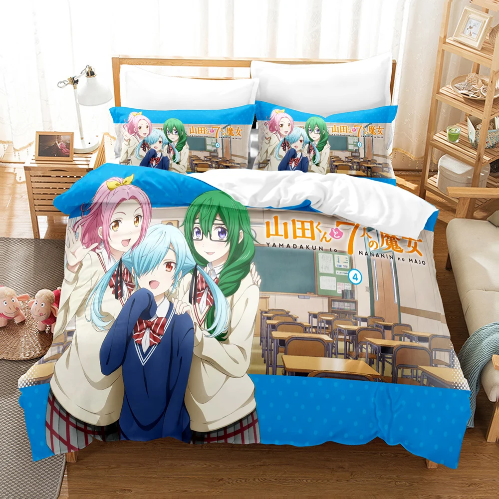 Cool Yamada‑kun and the Seven Witches Bedding Set 3PCS Duvet Cover Pillowcase Anime Bed Linen for Teens Adults Bedroom