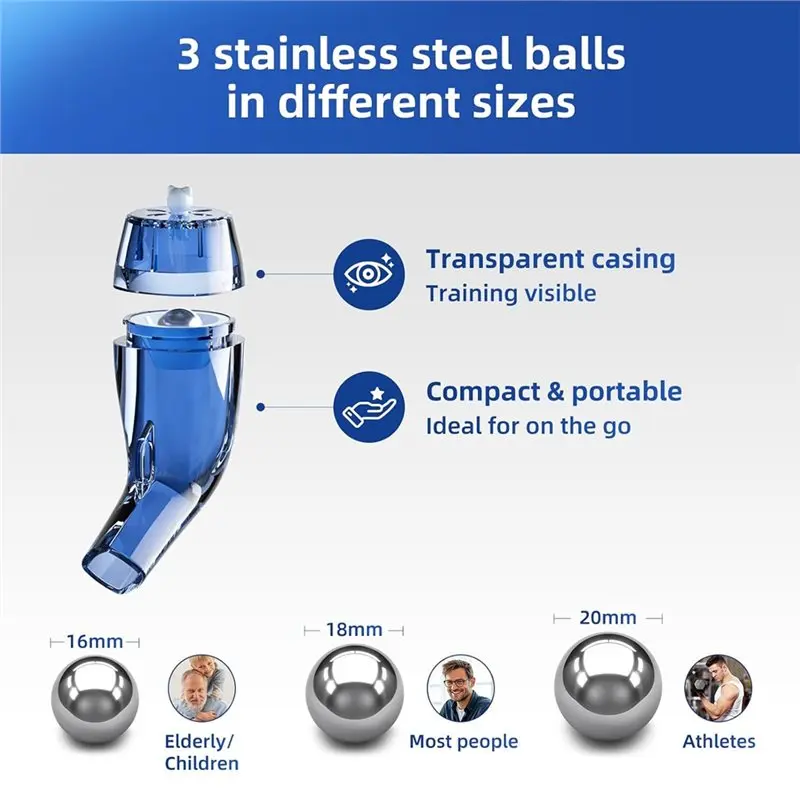 ABUD-Mucus Removal Device Portable Featuring 3 Steel Balls& Travel Case Trainer For Daily Breath Training Use