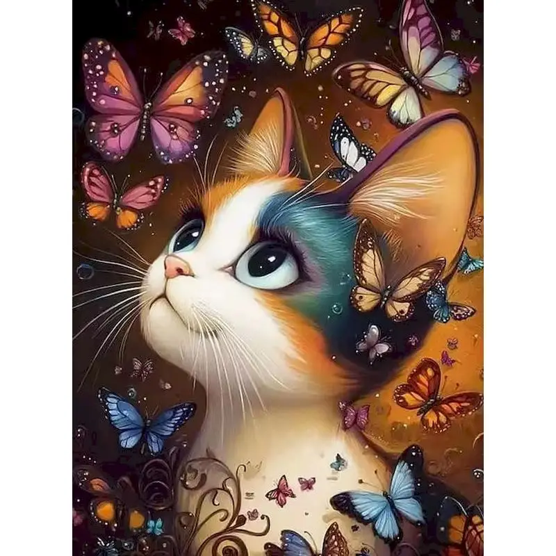 

GATYZTORY Painting By Numbers Animal Acrylic For Adults Wall Art Paint By Numbers Butterfly Cat Home Decoration 60x75cm DIY Gift