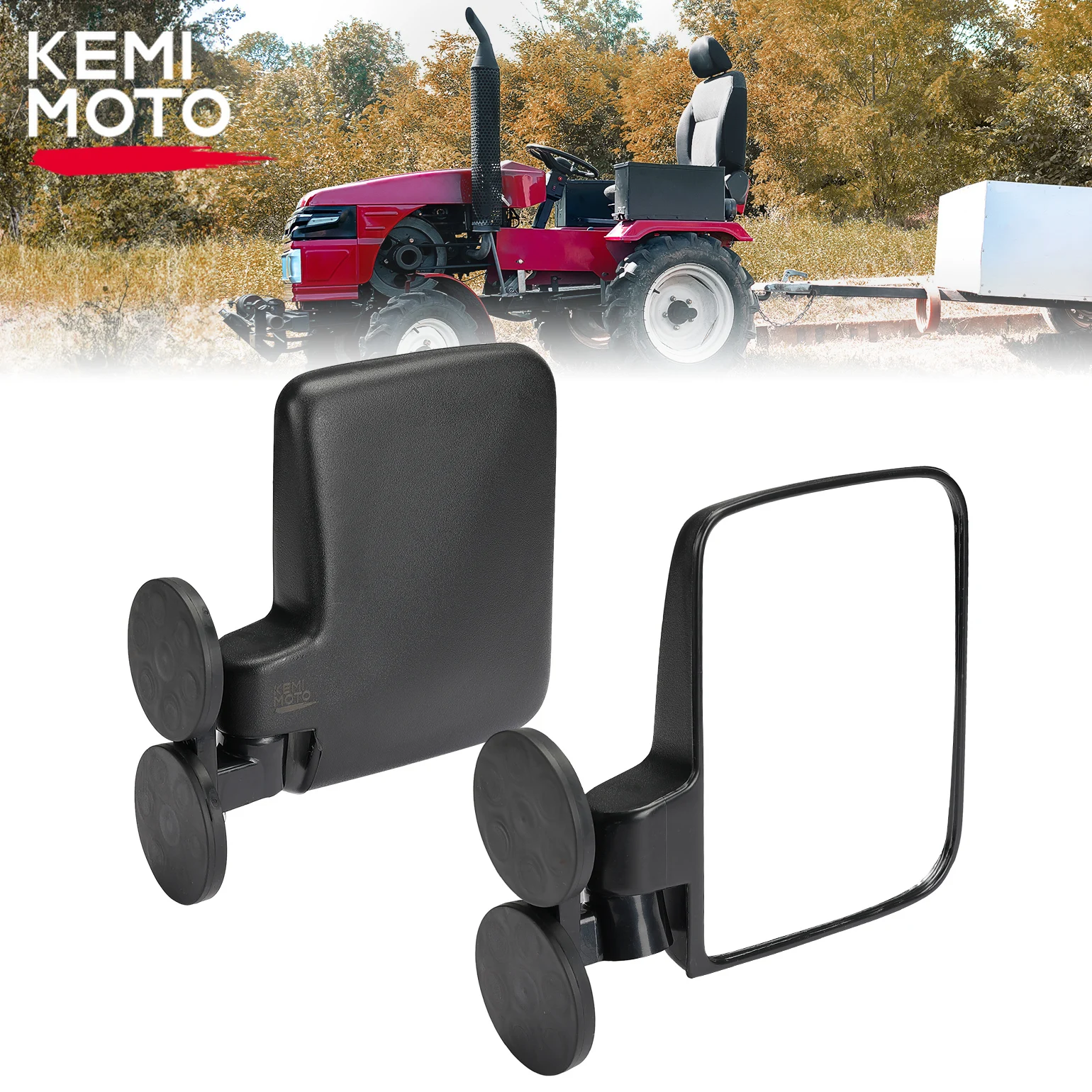 KEMIMOTO Magnetic Tractor Side Mirrors 114Lbs Magnetic Left Right Mirror for Tractors Lawn Mover UTV ATV Forklifts Lawnmower