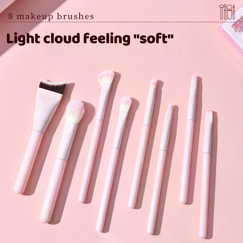 Juego de brochas de maquillaje para mujer, base de sombra de ojos, brocha cosmética para sombra de ojos, colorete, belleza, herramientas de maquillaje de pelo suave con bolsa, 1/8 Uds.