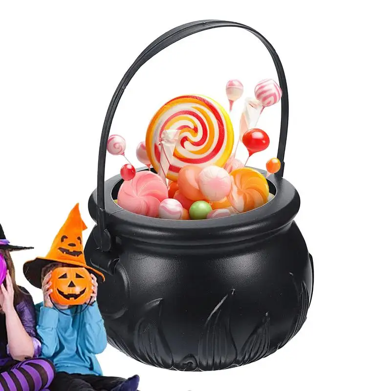 Witch Halloween Candy Bucket Witch Halloween Trick Or Treat Bucket High Capacity Black Horror Holiday Container For Cookies