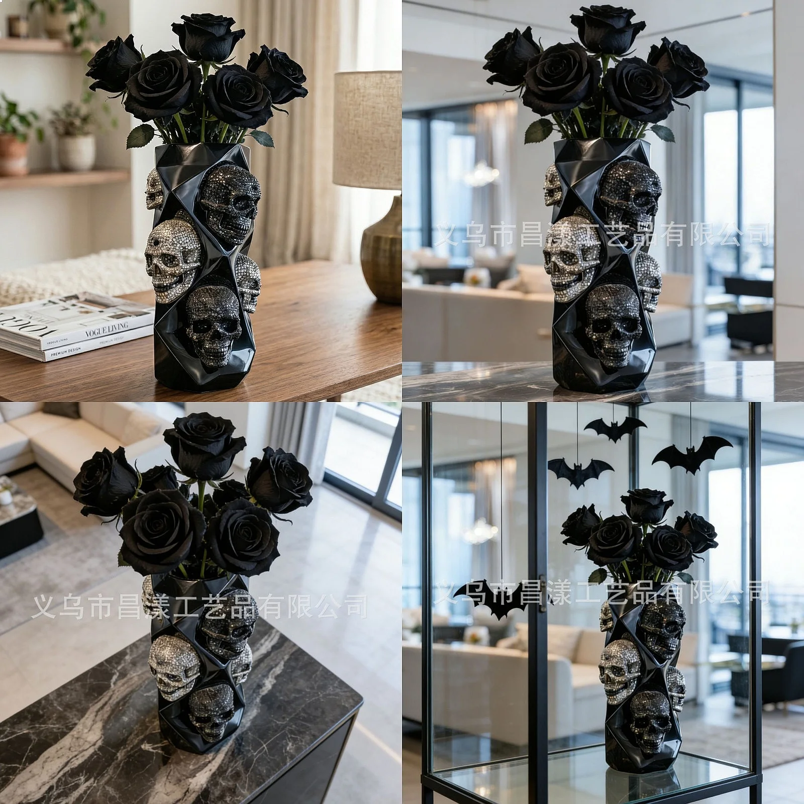 Gothic Skull Vase Resin Skeleton Ornament Creative Home Decor Horror Party Festival Gift