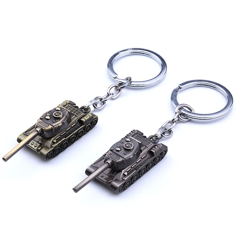 Retro Classic Metal T34 Tank Key Chain Women Bag Keyring Trinket Man Car Keychain Weapon Pendant Boy Party Gift