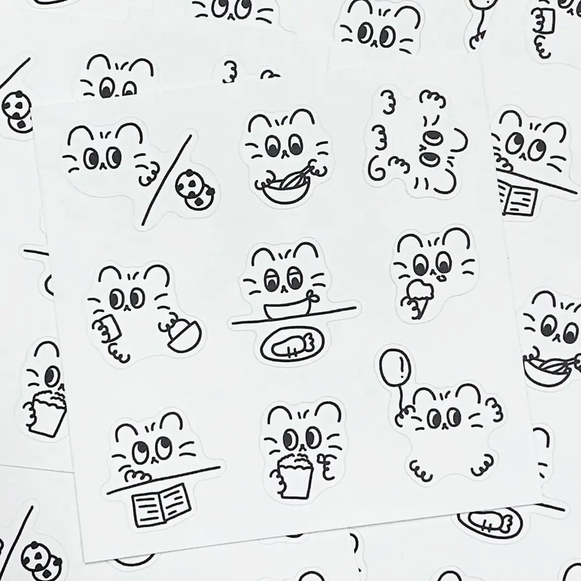 

Наклейки в минималистичном французском стиле с кошками, корейская эстетика Ins, 15 шт., черно-белые контурные рисунки для дневников, телефонов, ноутбуков