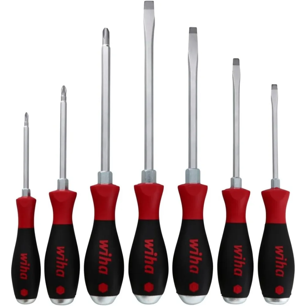 Juego de destornilladores extra resistentes de 7 piezas con puntas ranuradas y Phillips
