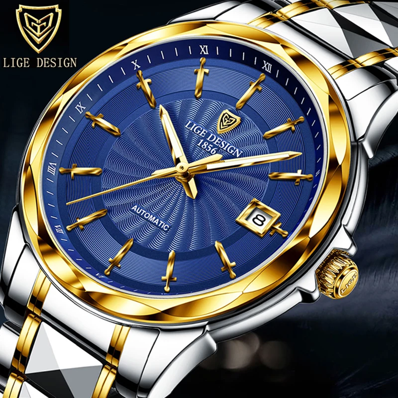 

Модные деловые часы LIGE для мужчин, лучшие брендовые роскошные водонепроницаемые автоматические механические наручные часы с сапфировым стеклом для мужчин Montre Homme + BOX