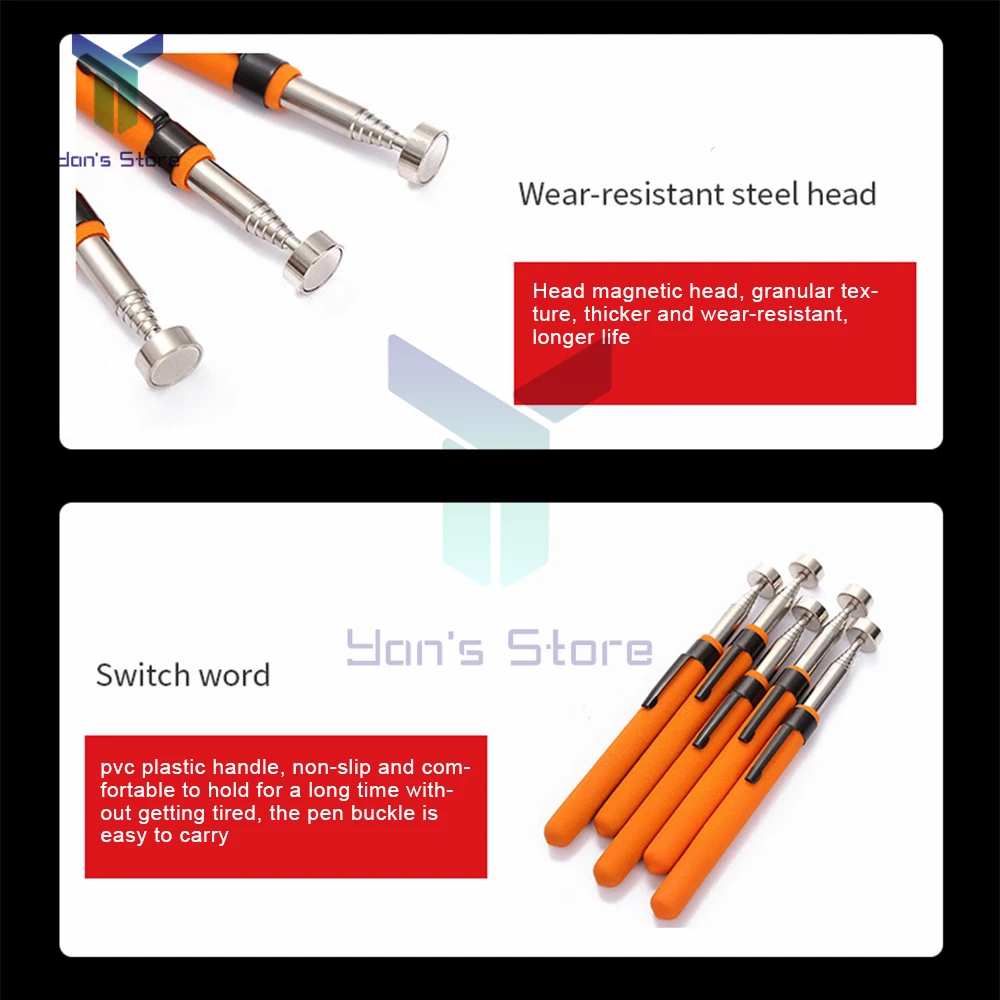 Telescopic Magnetic Magnet Pen Metalworking Handy Tool Magnet Capacity for Picking Up Nut Bolt Adjustable Pickup Rod Stick