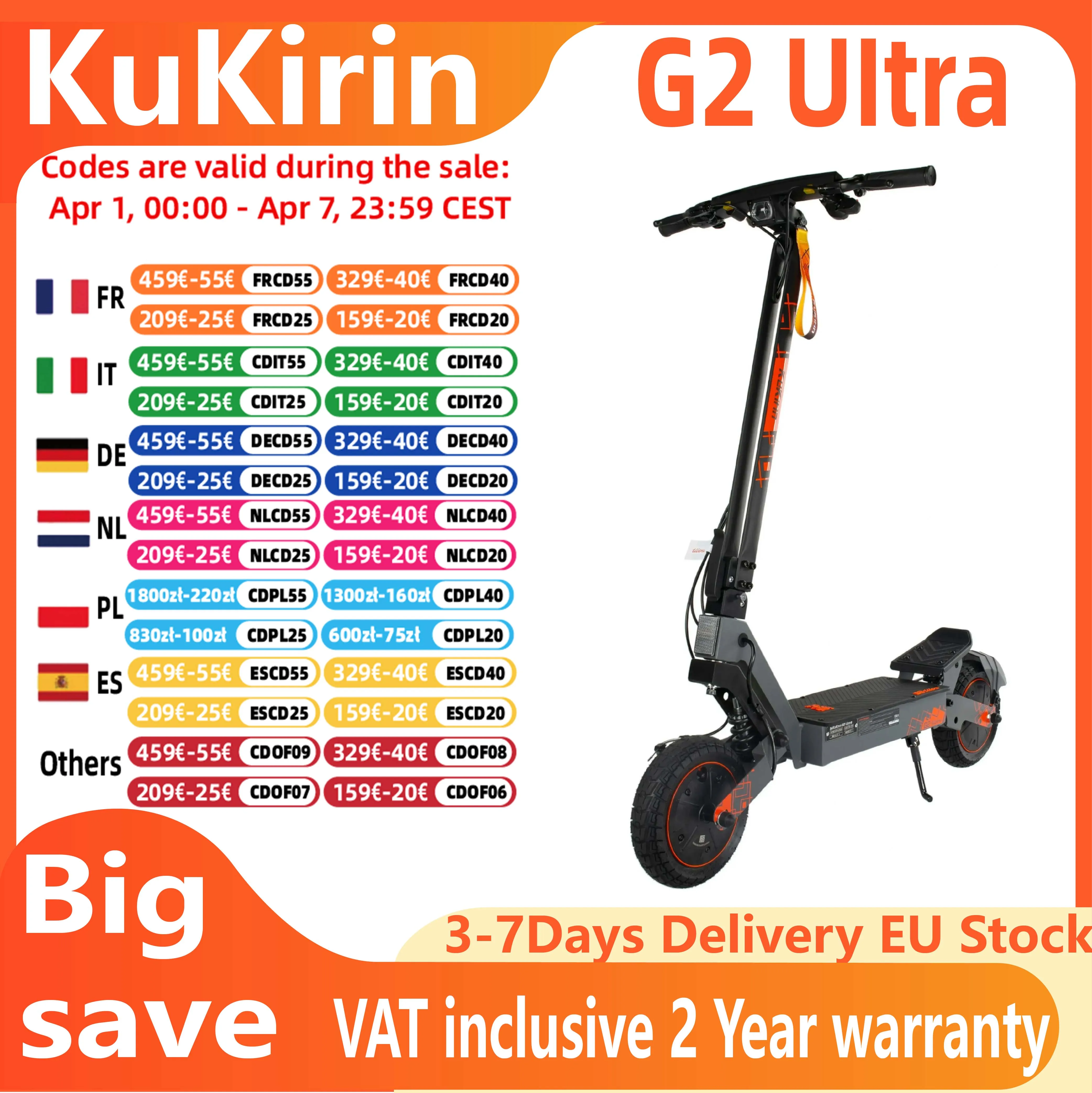 Trottinette électrique tout-terrain KUKIRIN G2 Ultra, moteur 800*2W, 48V18Ah, pneus de 10 pouces, trottinette électrique pratique pour la ville