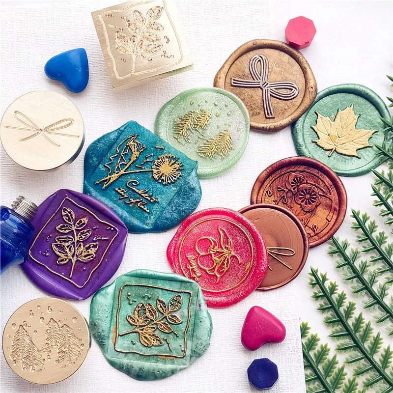 Wax Seal Stamp Head Japanese Mizuhiki Gifts Sakura Plant Mountain Series Pattern Scrapbooking Card Decoration Stamp Head