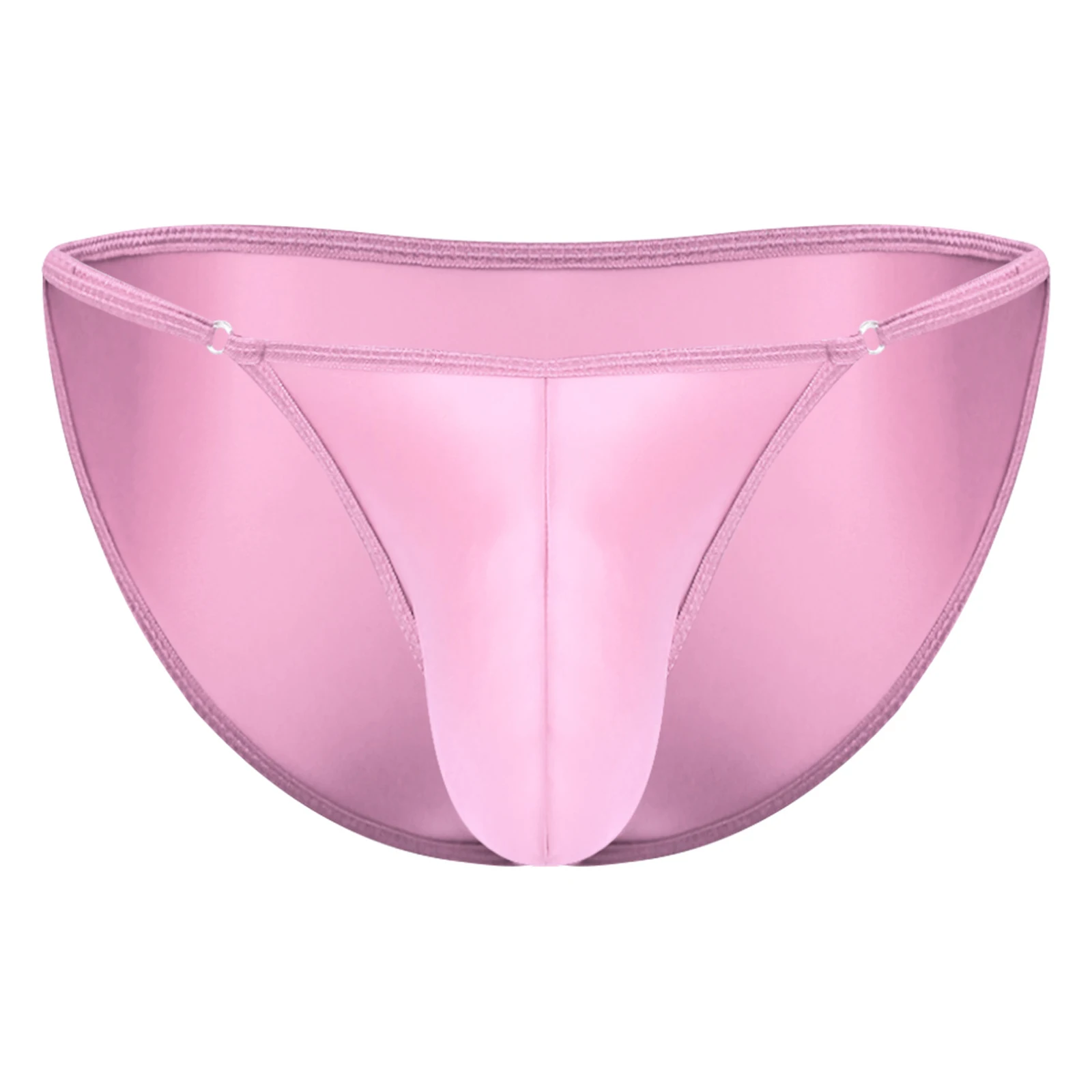 

Mens Glossy Silky Thongs Briefs Low Rise Bulge Pouch Adjustable Waist Panties Underwear for Swimwear Beachwear Bathing Suits
