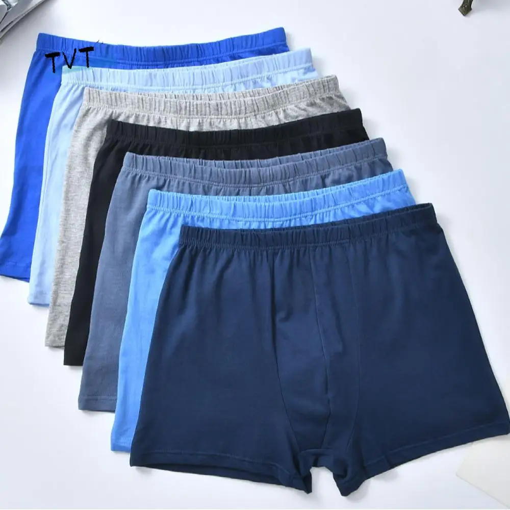5PCS Breathable Loose Cotton Boxer Briefs Mid Waist Panties Underwear for Men Simple Lingerie Shorts Underpants Daily