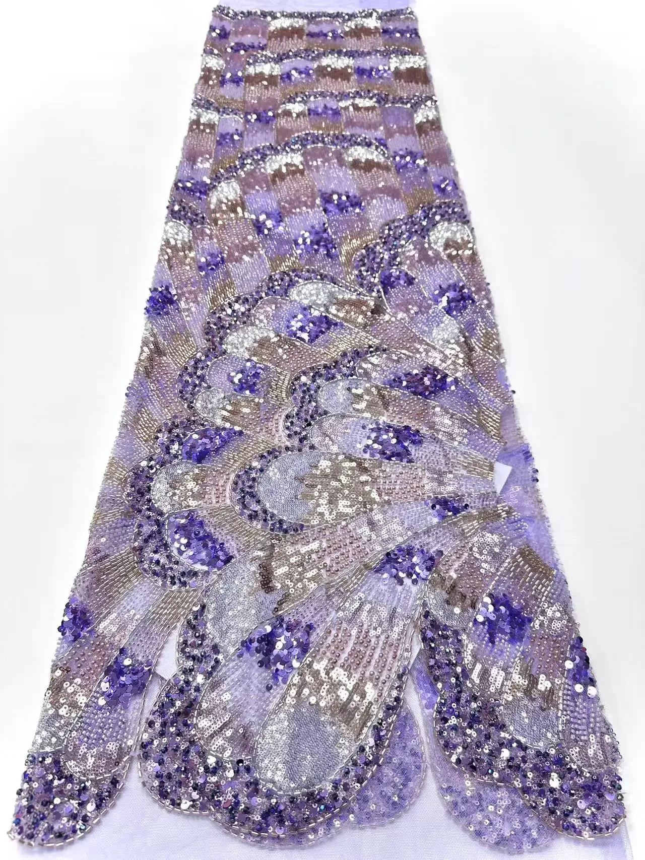 African French Mesh Beaded Lace Fabric 2025 Luxury Nigerian 3D Sequin Lace Fabric for Women's Evening and Party Dresses TP1421