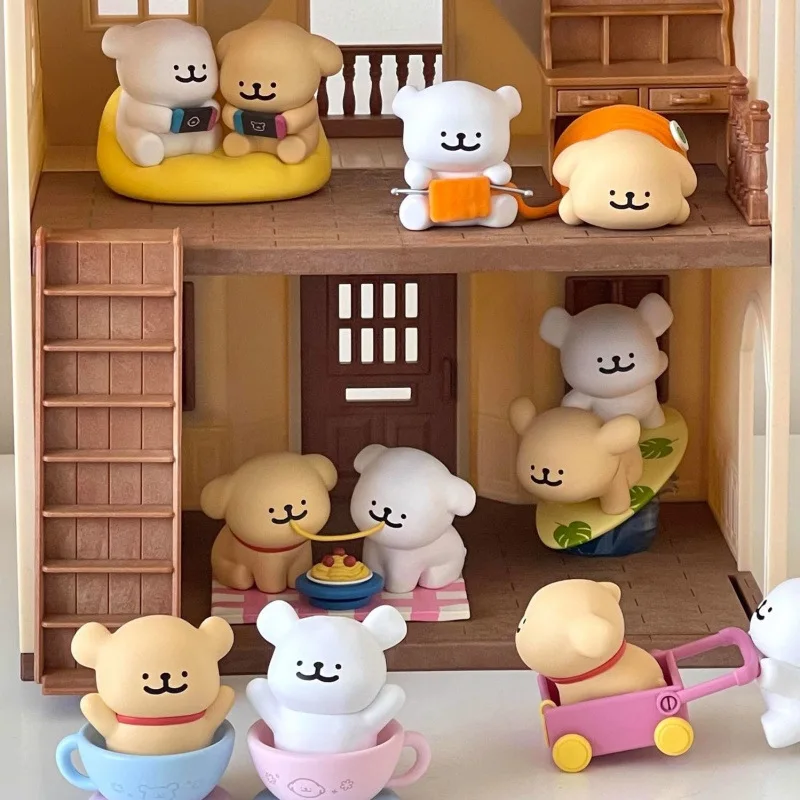 Line Puppy Blind Box Happy Series Figure Boneka Lucu Dekorasi Meja Ornamen Mainan Hadiah Ulang Tahun