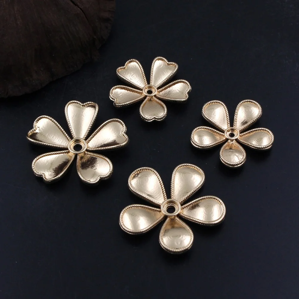 10pcs Brass Casted 5 Petals Flower Charms Pendant Charms Decoration Stamping High Quality DIY Jewelry Findings Accessories