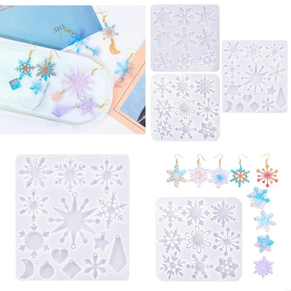 

X4ya Рождественские серьги плесень эпоксидной смолы Силиконовая плесень снежинки подвесная кулон