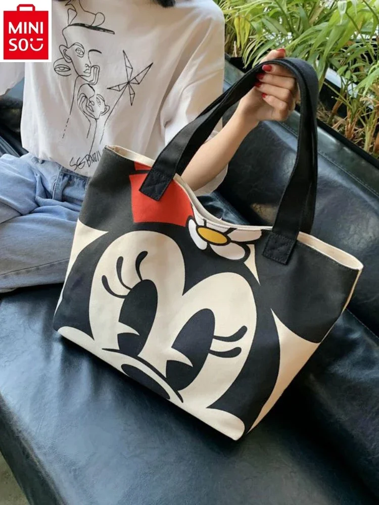 Mini Disney wysokiej jakości modne płótno kaczor Donald Mickey torebka z nadrukiem damska na co dzień duża pojemność torba