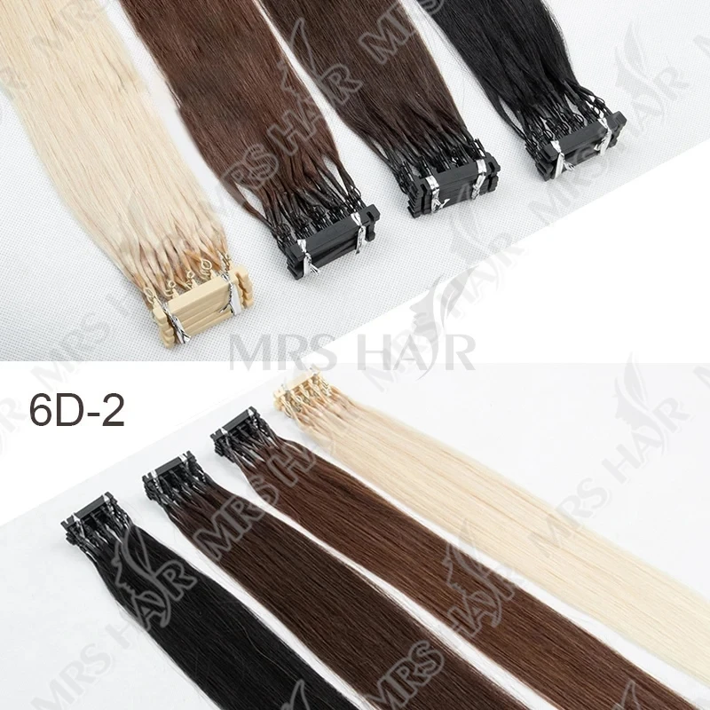 MRS HAIR Estensioni dei capelli 6D Capelli umani Non Remy 6D2 Estensioni dei capelli Micro minuscole punte metalliche invisibili Legami alla cheratina