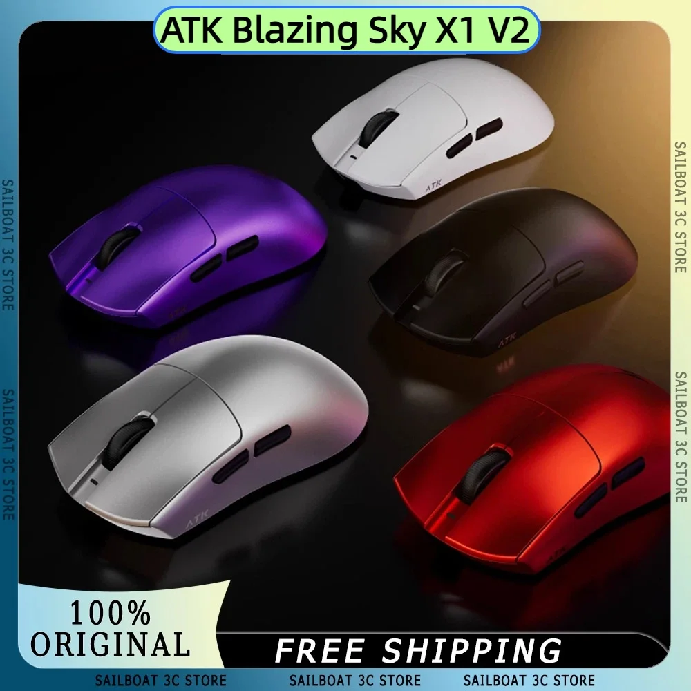 

ATK Blazing Sky X1 V2 Ultimate Wireless Mouse PAW3950 Ultra 8KHz 42000DPI 750IPS 800 мАч Эргономичная игровая мышь с длительным сроком службы батареи
