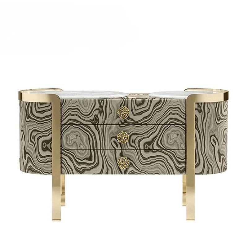 entrance cabinet designer Italian solid wood decorative dining side cabinet bedroom marble storage chest cabinet