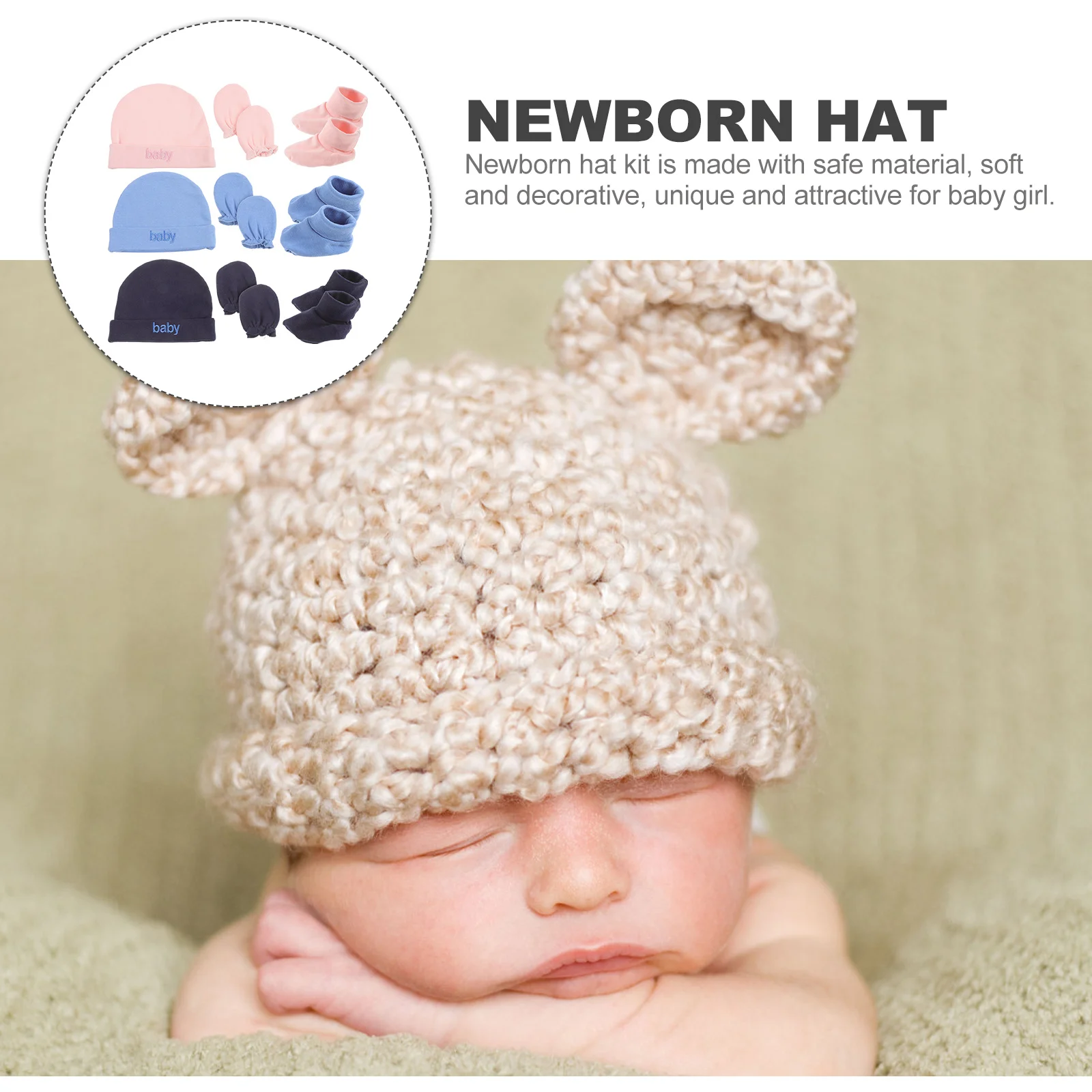 3 مجموعات من القفازات والجوارب مجموعة قبعة صغيرة متماسكة ناعمة جوارب وإكسسوارات الملابس