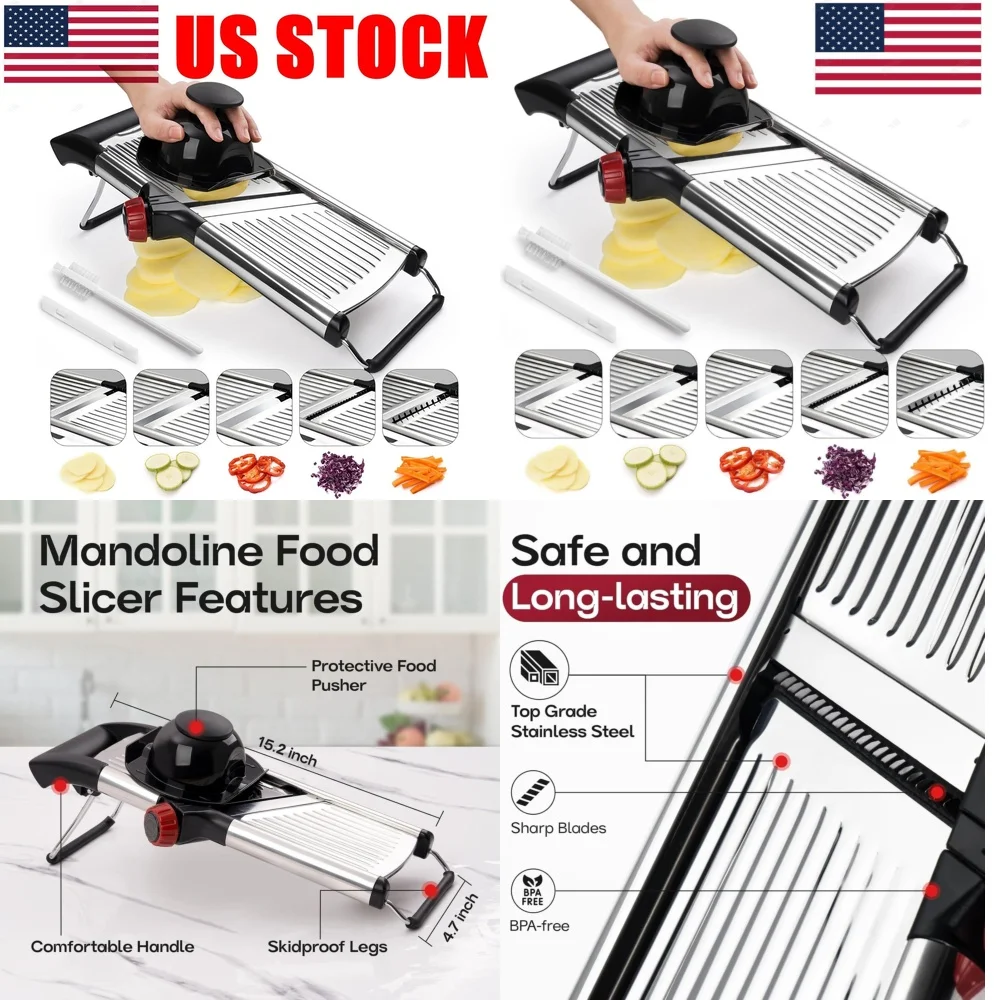 

Fruit & Vegetable ToolsAdjustable Mandoline Slicer Stainless Steel Kitchen Chopper Vegetable Cutter Potato Slice Tool